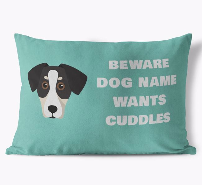 Beware of Cuddles: Personalized {breedFullName} Soft Touch Pillow